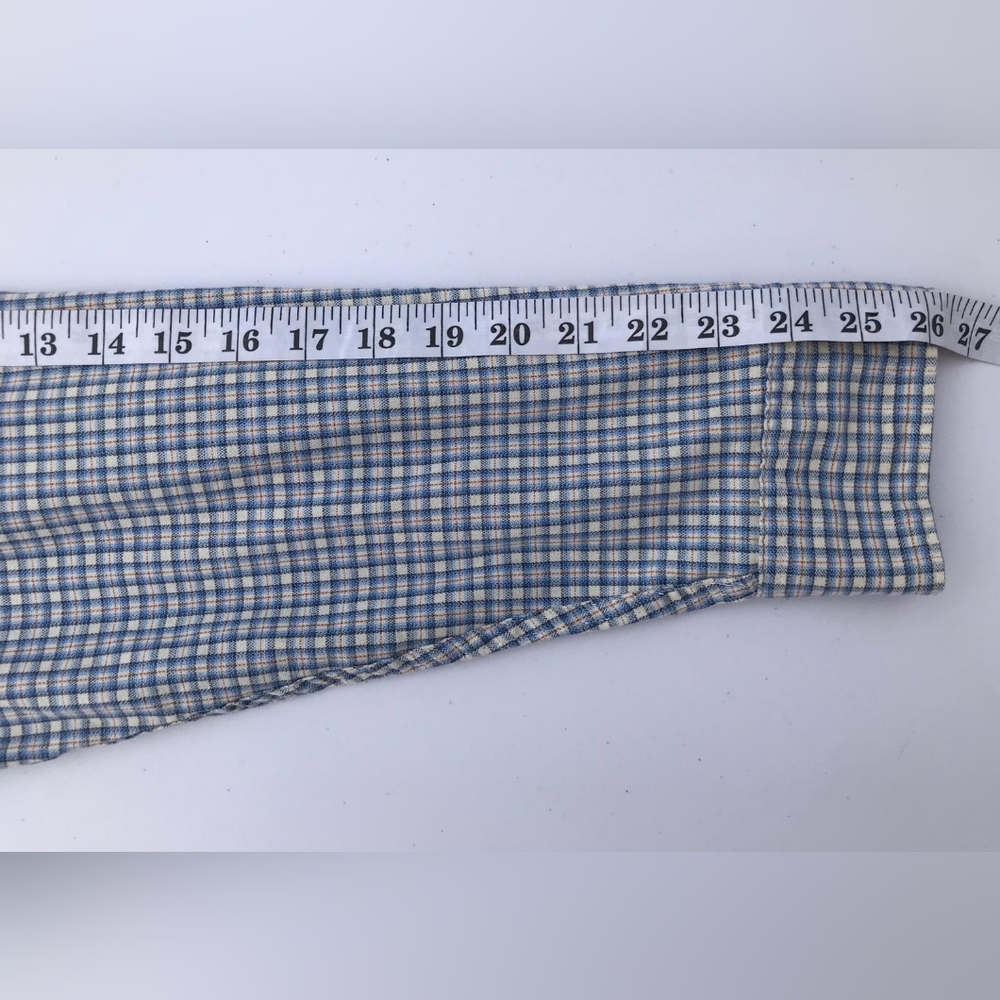 Wrangler Western Plaid Shirt XL Blue Long Sleeve Button Up Cowboy Workwear - Picture 11 of 11